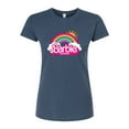 thumbnail image 1 of Barbie the Movie - Barbie Logo Rainbow - Juniors Fitted Graphic T-Shirt, 1 of 5
