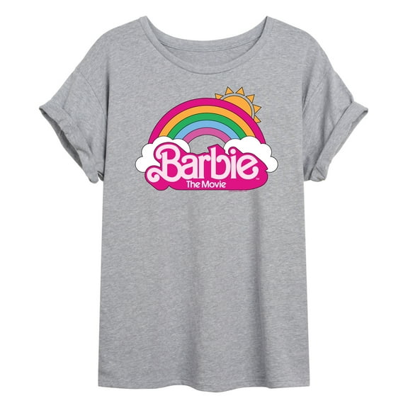 Barbie the Movie - Barbie Logo Rainbow - Juniors Ideal Flowy Muscle T-Shirt