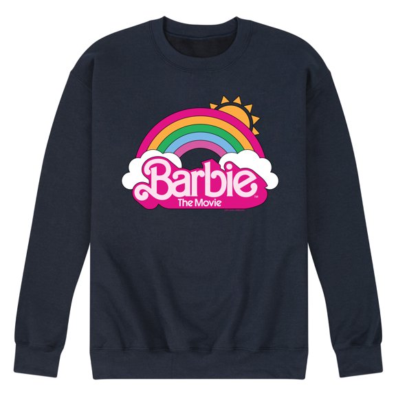Barbie the Movie - Barbie Logo Rainbow -  Men's Crew Neck Fleece Pullover