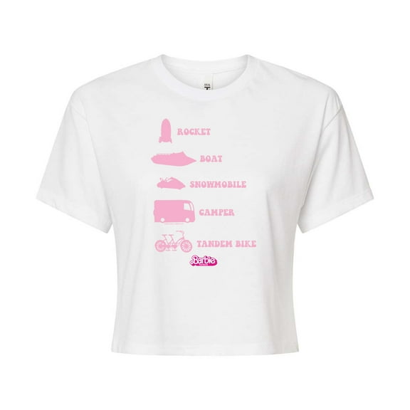 Barbie the Movie - Barbie Vehicles - Juniors Cropped Cotton Blend T-Shirt