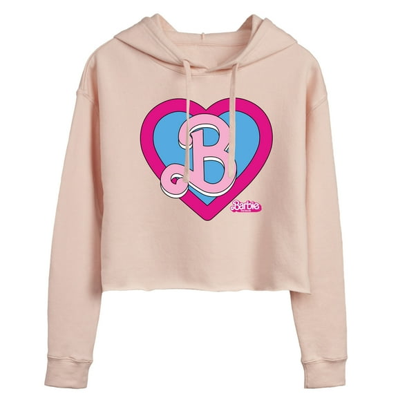 Barbie the Movie - Heart Crest - Juniors Cropped Pullover Hoodie