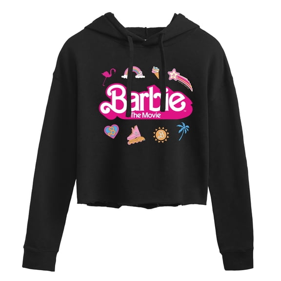 Barbie the Movie - Movie Logo Icons - Juniors Cropped Pullover Hoodie