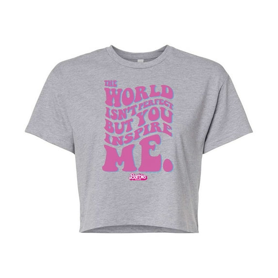 Barbie the Movie - You Inspire Me - Juniors Cropped Cotton Blend T-Shirt