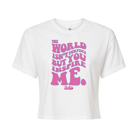 Barbie the Movie - You Inspire Me - Juniors Cropped Cotton Blend T-Shirt