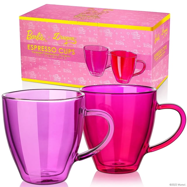 Barbie x Dragon Glassware 6 oz Espresso Cups Dreamhouse Set of 2 ...