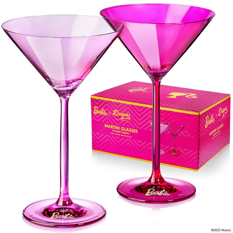 Lovely Set of Two Large Martini Cosmo Stemmed Cocktail Bar Drinking Glasses