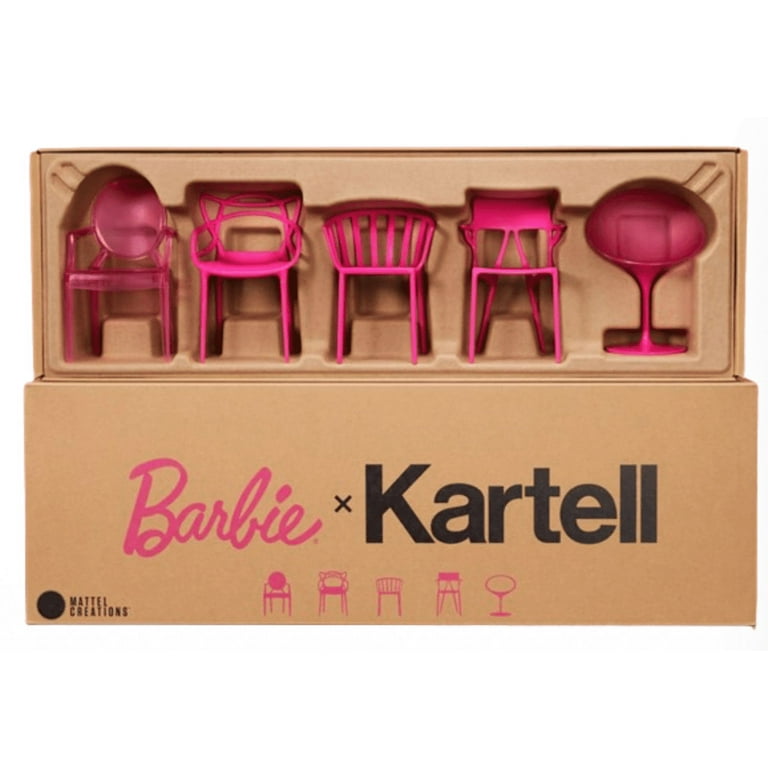 Barbie x Kartell 5 Piece Doll Sized Chair Set Toy New With Box
