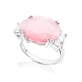 thumbnail image 1 of Trendy Pink Moonstone Statement Ring with CZ Accents - Size 9 Jewelry Ring Silver, 1 of 6