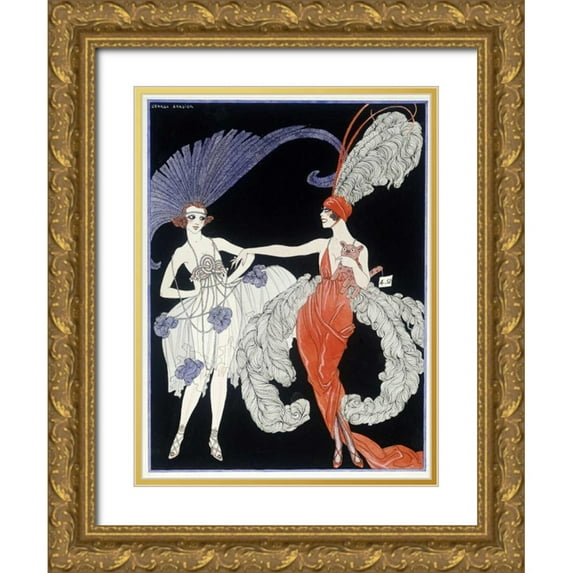 Barbier, Georges 12x14 Gold Ornate Wood Framed with Double Matting Museum Art Print Titled - The Purchase