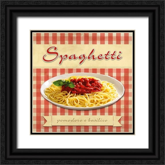 Barbieri, Remo 20x20 Black Ornate Wood Framed with Double Matting Museum Art Print Titled - Spaghetti