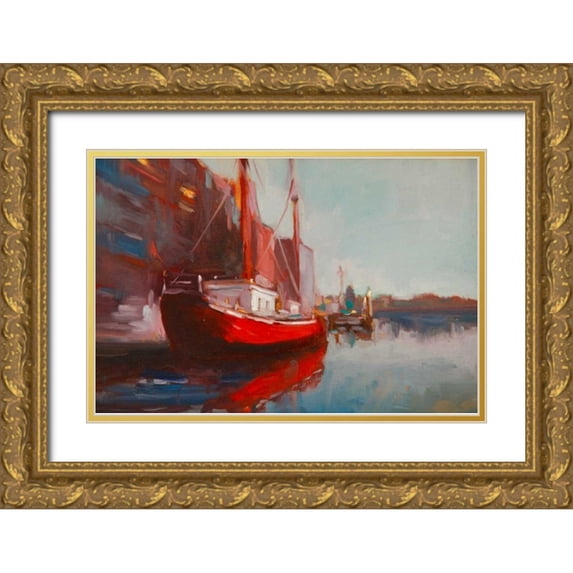 Barbini, Eddie 18x13 Gold Ornate Wood Framed with Double Matting Museum Art Print Titled - Docked