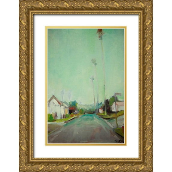 Barbini, Eddie 23x32 Gold Ornate Wood Framed with Double Matting Museum Art Print Titled - Through the Neighborhood