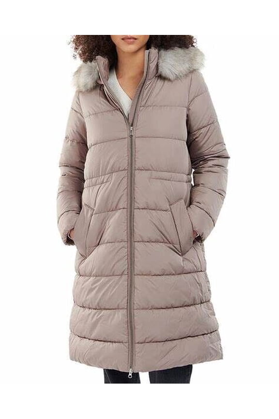 Women's Faux Fur Trim Hooded Puffer Coat Size 6 US Size 10 UK