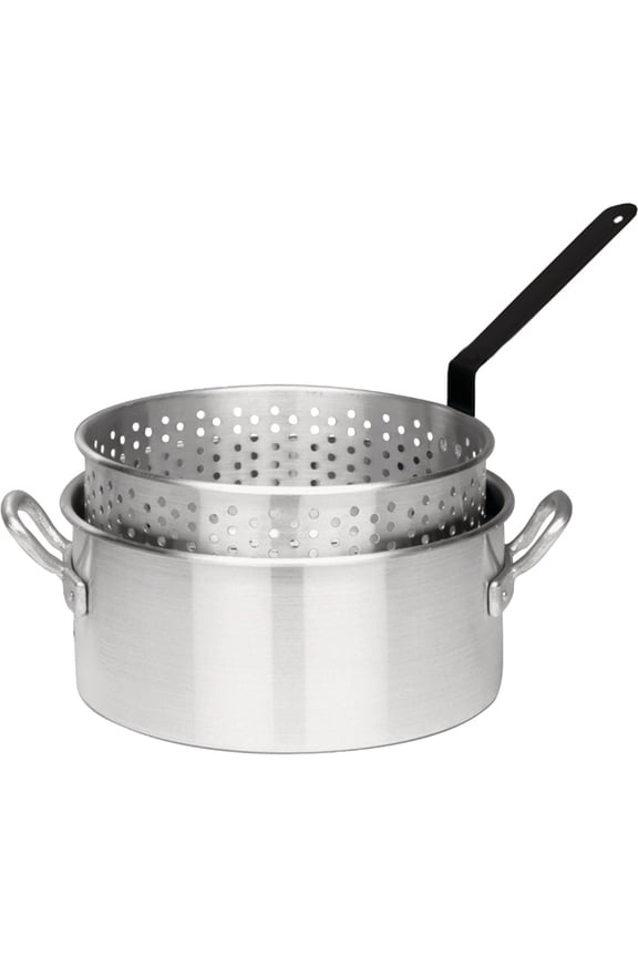 Aluminum Fry Pot 10 Qt - Deep Fryer Pot - Silver