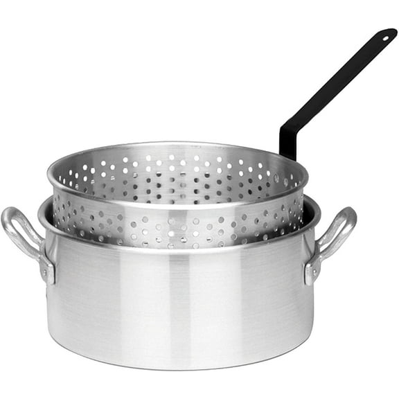 Barbour Aluminum Fry Pot 10 Qt - Deep Fryer Pot - Silver