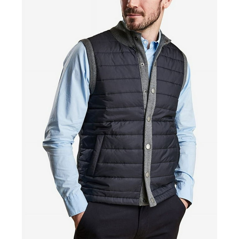 Barbour Men s Essential Gilet Tailored Fit Mixed Media Vest Gray Size Small