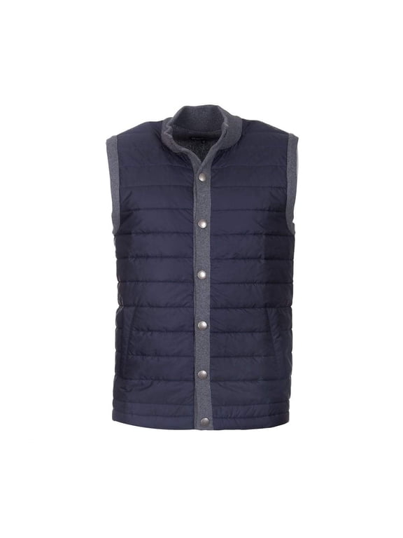 Men's Essential Gilet Tailored Fit Mixed Media Vest Gray Size Small