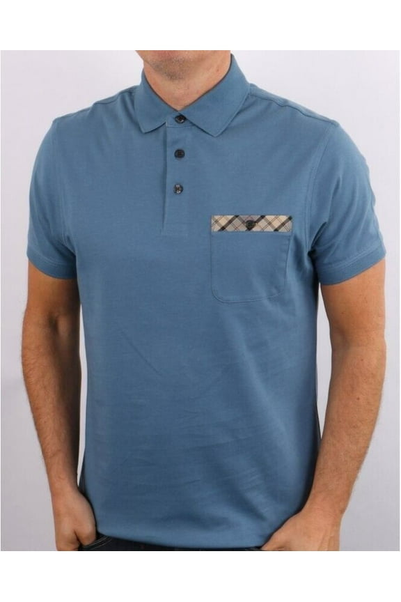 Barbour Men's Hirst Tartan Trim Pocket Polo Shirt Size Large L