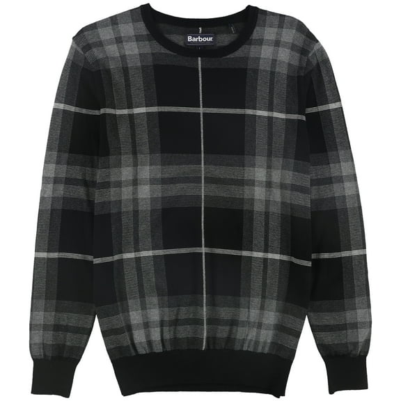 Barbour Men’s Tartan-Plaid Jacquard Sweaters, Dark Gray, XX-Large