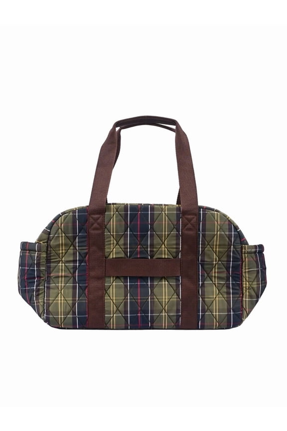 Women's Quilted Tartan Pattern Overnight Tote Bag Grey
