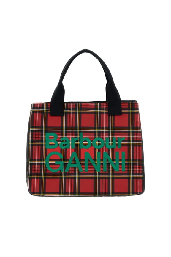 Women's Tartan Pattern Tote Bag With Embroidered Logo And Internal Zip Pocket Red
