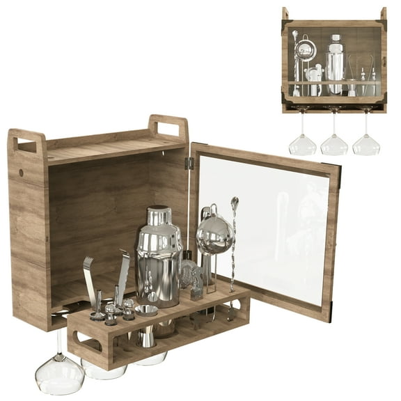 Barbox Mixology kit & bartending kit with cocktail shaker storage stand and bartending utensil storage display case, for Mini Bar, Home Bar, Martini Bartender Set