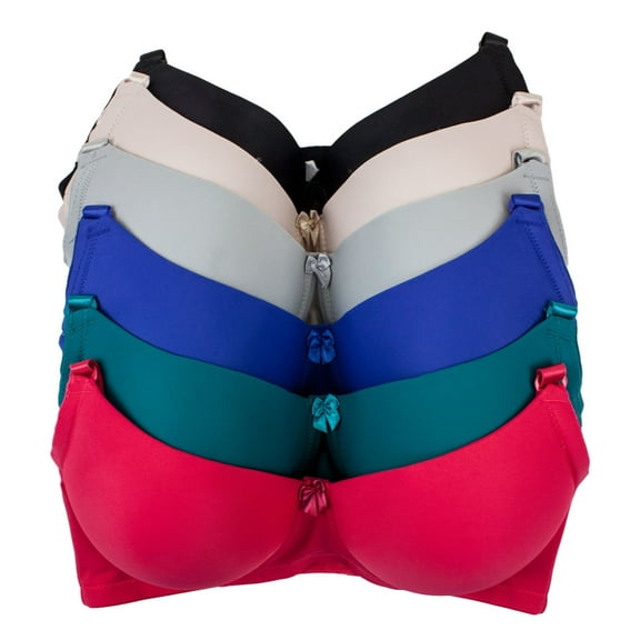 Barbra Women's Bras Underwired with J-Hook D & DD Cup 6 Pack