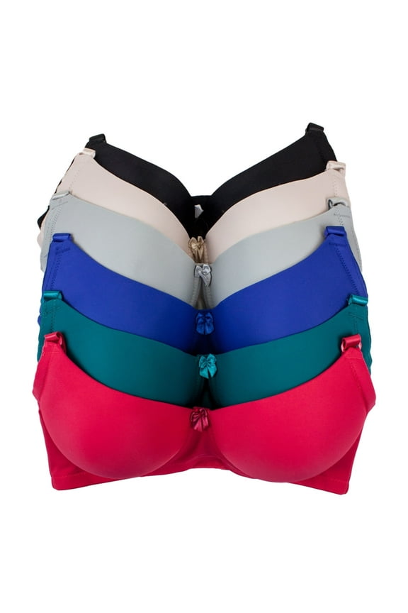 Barbra Women's Bras Underwired with J-Hook D & DD Cup 6 Pack