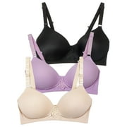 Barbra Womens Bras Wirefree Comfortable Bra D & DD Cup 3 Pack