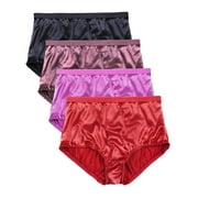 Barbra Womens Panties Full Coverage Satin Brief Small to Plus Sizes Multi-Pack