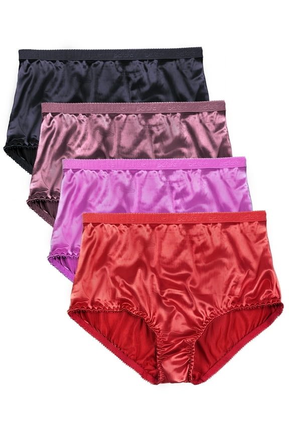 Barbra Women's Panties Full Coverage Satin Brief Small to Plus Sizes Multi-Pack