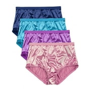 Barbra Womens Panties Full Coverage Satin Brief Small to Plus Sizes Multi-Pack
