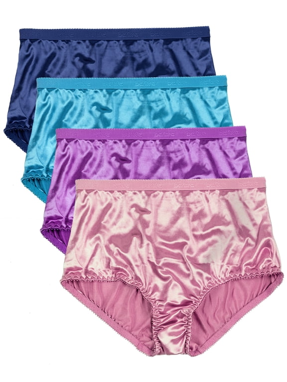 Barbra Women's Panties Full Coverage Satin Brief Small to Plus Sizes Multi-Pack