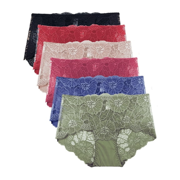 Barbra Women's Panties Retro Lace Boy Shorts Small to Plus Size Multi-Pack