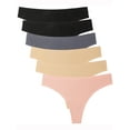 thumbnail image 1 of Barbra Women's Panties Seamless Thong with Band Small to Plus Sizes Multi-Pack, 1 of 6