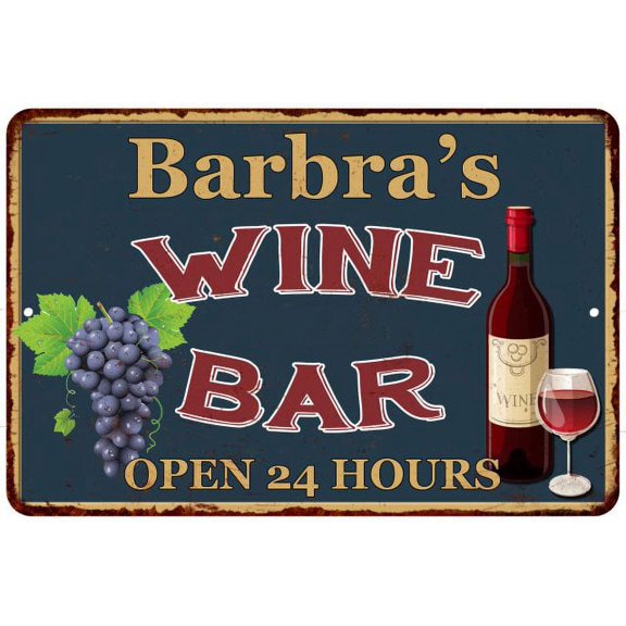 Barbra's Green Wine Bar Wall Decor Kitchen Gift 8x12 Metal 108120043598