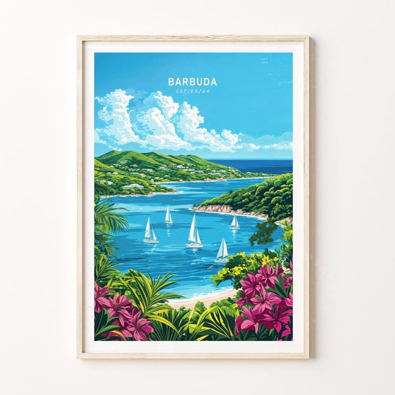 Barbuda Caribbean Minimalist Travel Home Decor Unframed Paper Print