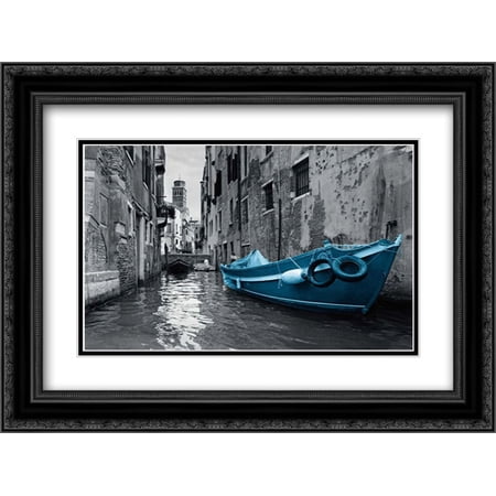 Barca Blue 2x Matted 24x18 Black Ornate Framed Art Print by PI Studio