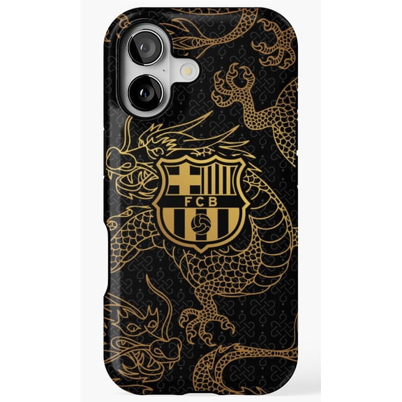 Barca Gold and Black Dragons Football Fan Art Case Phone Case for iPhone 11 12 13 14 15 16 17 Pro Max