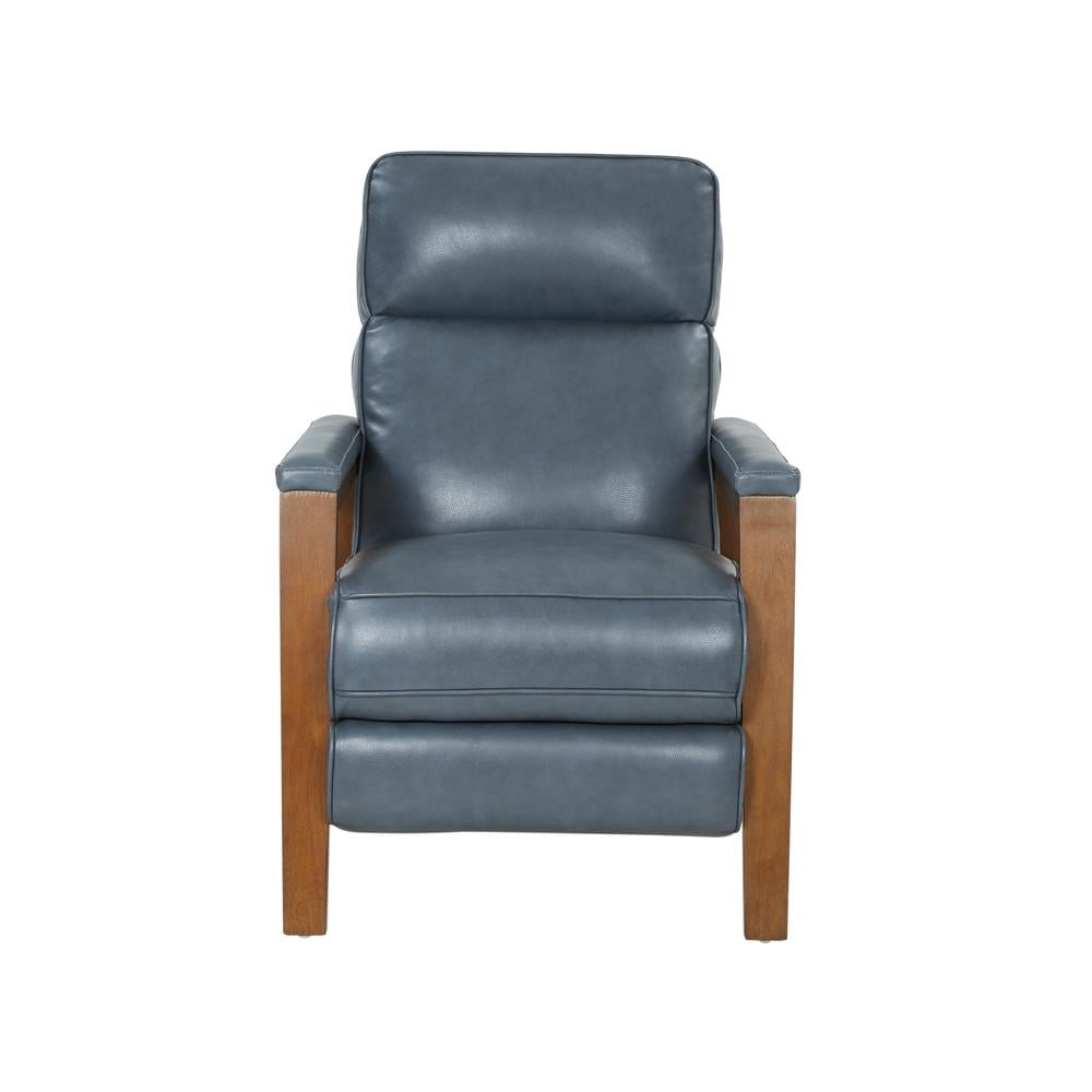 Marisol Flint Leather Recliner with Exposed Wood Frame