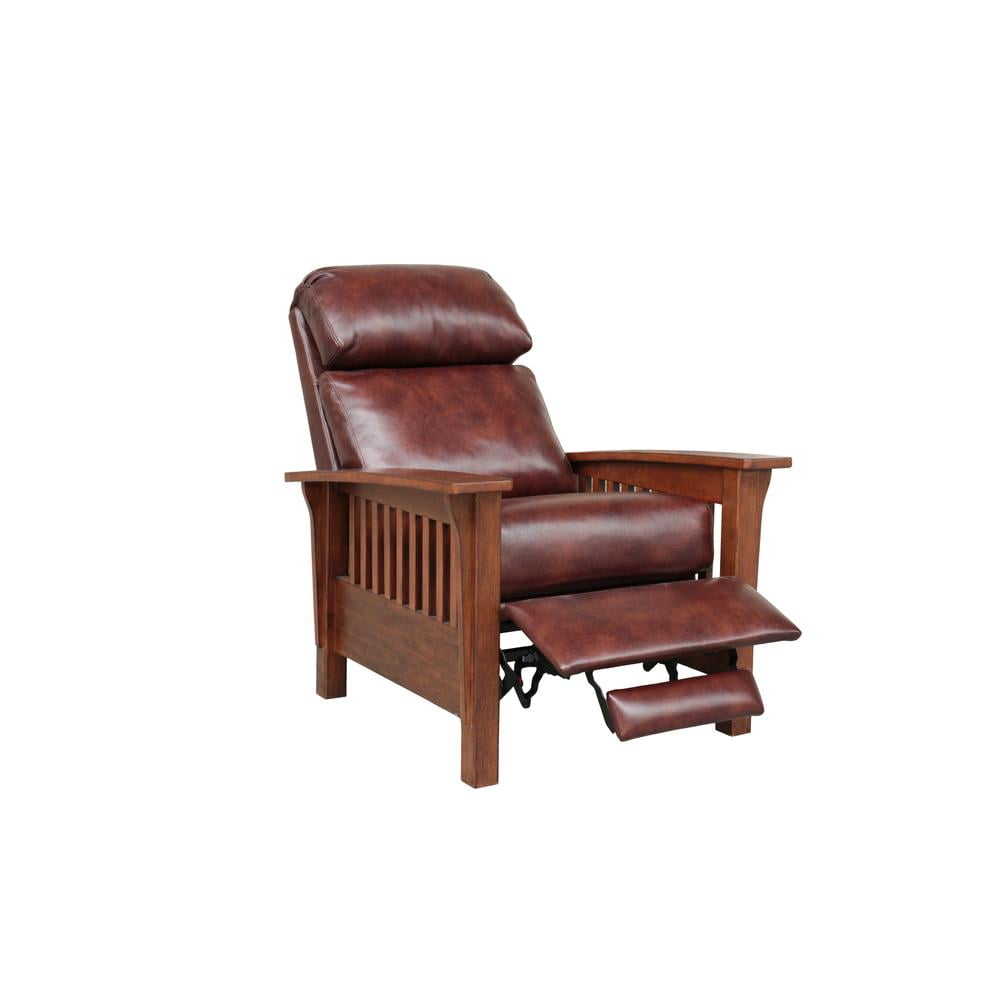 Wenlock Fudge Brown Leather and Wood Recliner