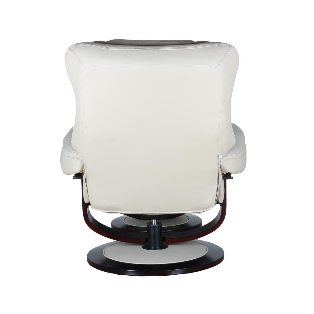 Roman Ivory Leather Swivel Recliner with Ottoman