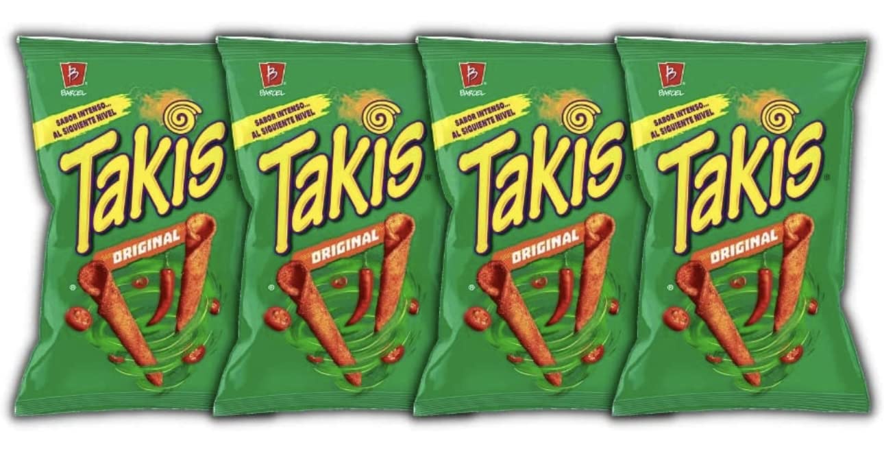 Barcel Takis Verdes al Flavored Chips Box Of 4 Bags Net. 70G Each