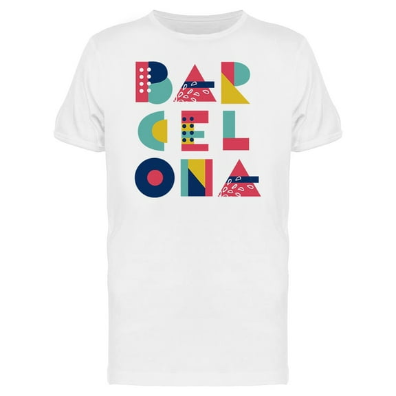 Barcelona Abstract Colored Typo T-Shirt Men -Image by Shutterstock, Male 3X-Large