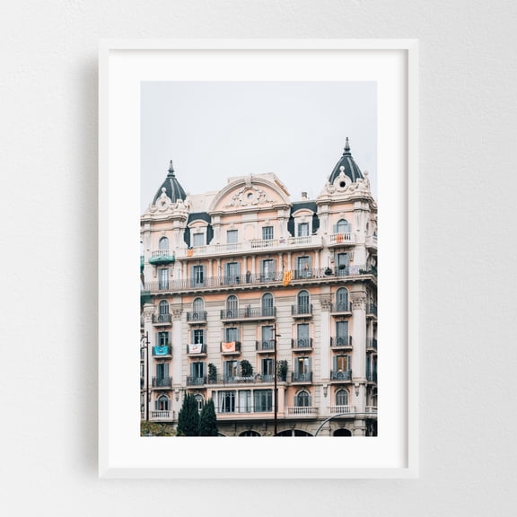 Barcelona Architectural 03 - Barcelona Catalonia Spain Photography White Framed Wall Art Print 24 x 36 inches