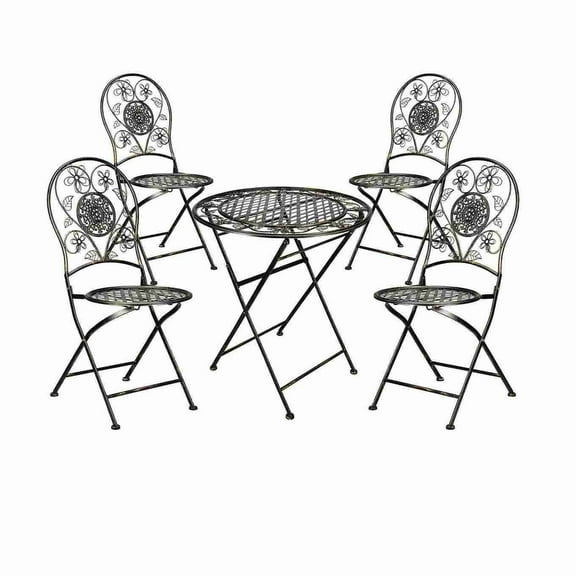 Barcelona Bistro Set Bronze 28" Table & 4 Round Chairs by Chivari