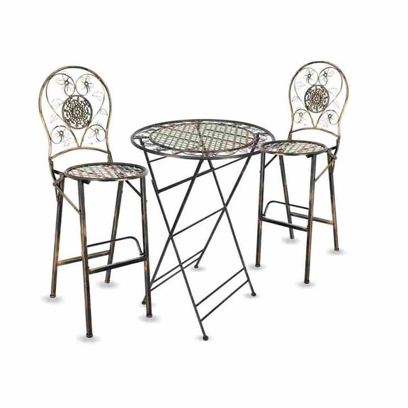 Barcelona Bistro Set Copper 32" Table & 2 Round Barstools by Chivari