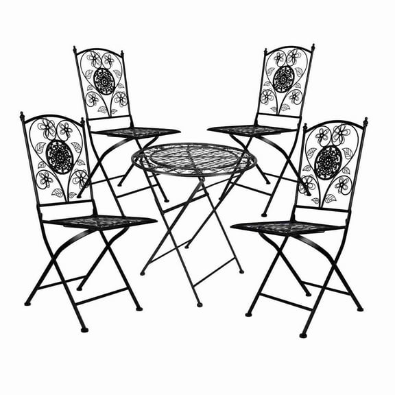 Barcelona Bistro Set in Rustic Matte Black includes 28" Table and 4 Chairs by Chivari