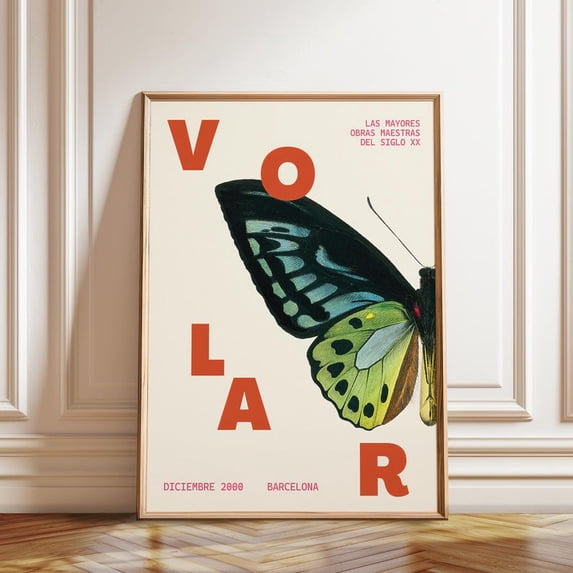 Barcelona Butterfly Exhibition Mid Century Modern Wall Art Print, Unframed Paper Poster 24x36in