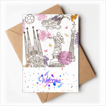 Barcelona Cathedral Soccer Statue Spain Welcome Back Greeting Cards Envelopes Blank